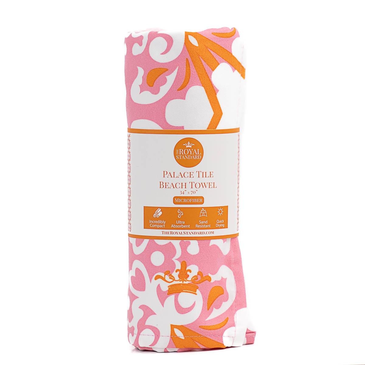 Palace Tile Beach Towel in Pink Orange The Royal Standard